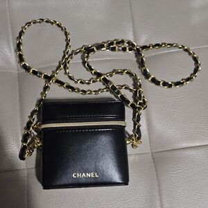 Source Unknown Black and Gold Mini Case Crossbody Bag